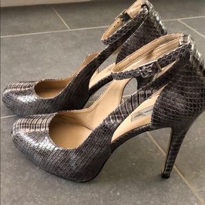 INC snakeskin print heels